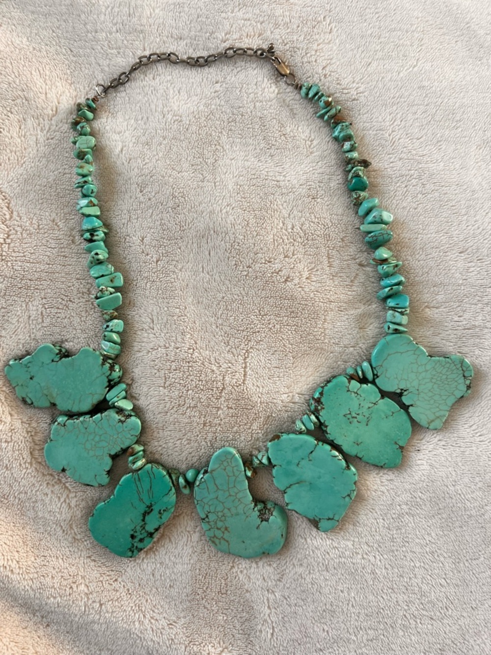 Turquoise Stone Statement Necklace - Green Turquoise Chunk Collar